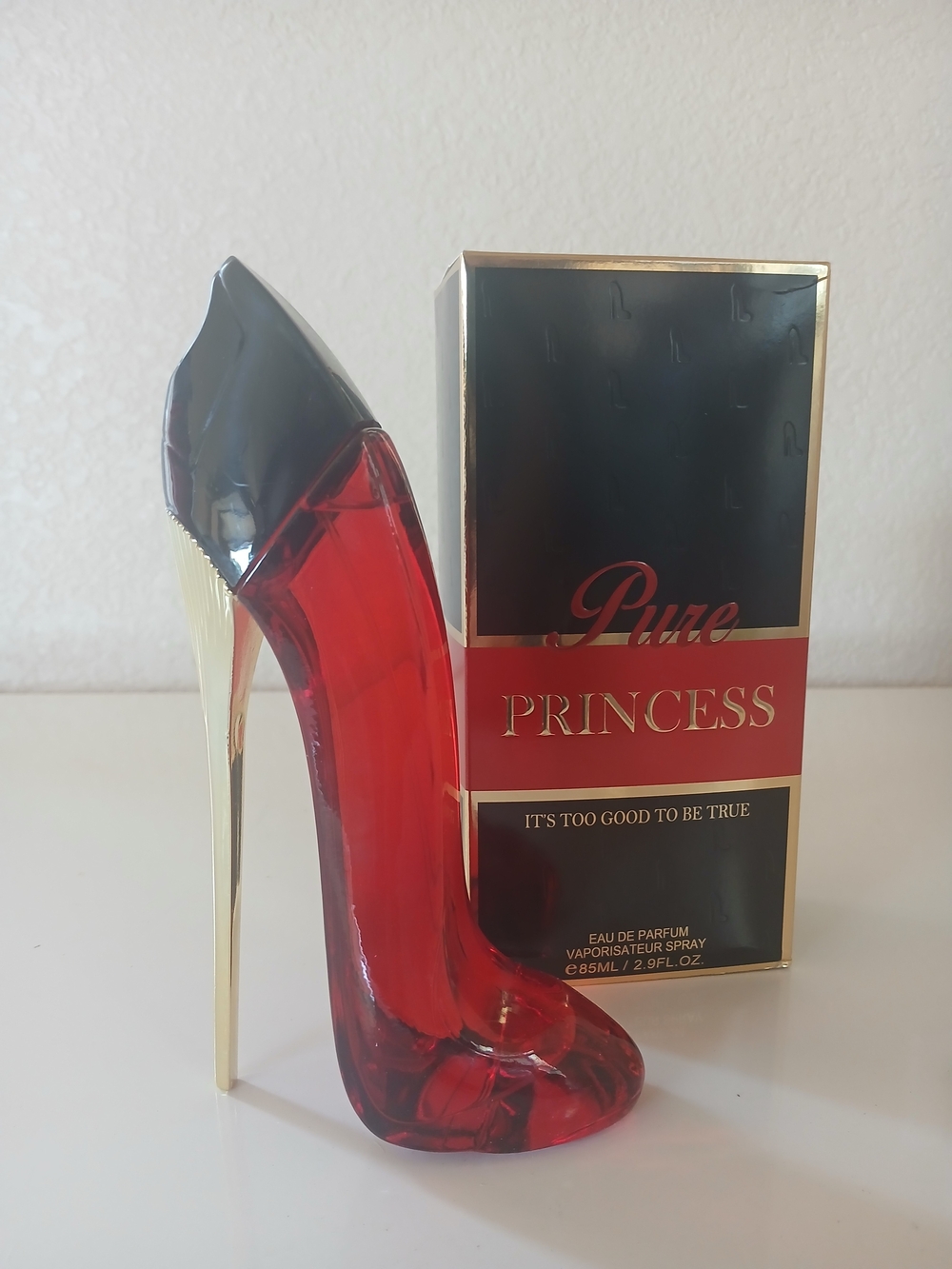 New 2.9  FL Oz Princess Perfume in Red and Gold Stiletto Perfume Bottle